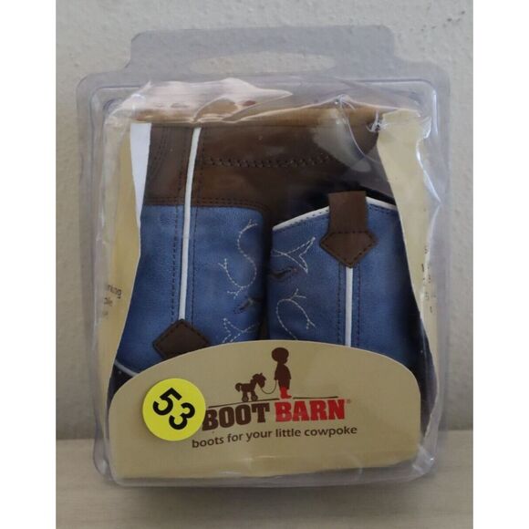 Cody James Infant Boys' Sz 2 (3-6 M) Brown/Blue PU Leather Longhorn Poppet Boots - Picture 1 of 12
